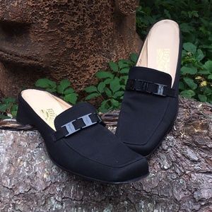 Ferragamo Black Microfiber Women's Mules Sz 9